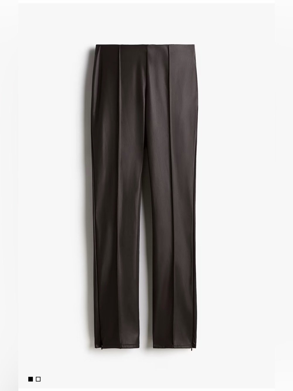 H&M Dark Brown Faux Leather Straight-Leg Pants